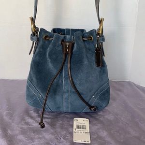 Coach Soho Suede Drawstring Crossbody Bag Blue
